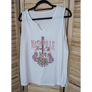 White Nashville Tank Top Size Large